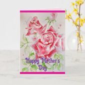 Rode Roos Waterverf Bloem Bloemen Moederdag Kaart (Gele Bloem)