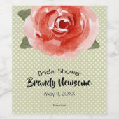 Rode Roos Waterverf Bloem Wijn Etiket (Enkel label)