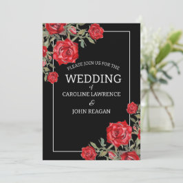 Rode Roos Waterverf Bloemen Huwelijk Kaart