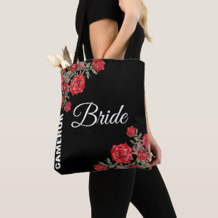 Rode Roos Waterverf Bloemen Huwelijk Tote Bag