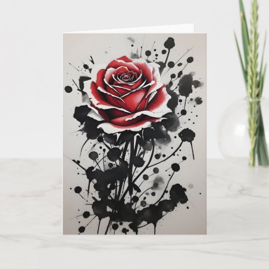 Rode Roos - Waterverf bloemen Kaart (Voorkant)