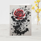 Rode Roos - Waterverf bloemen Kaart (Gele Bloem)