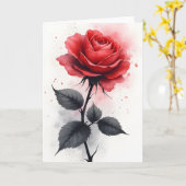 Rode Roos - Waterverf bloemen Kaart (Gele Bloem)