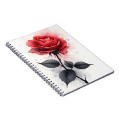 Rode Roos - Waterverf bloemen Notitieboek (Rechterzijde)