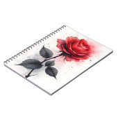 Rode Roos - Waterverf bloemen Notitieboek (Linkerzijde)