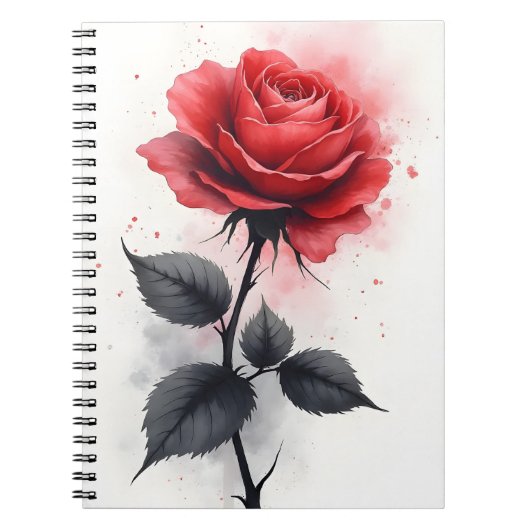 Rode Roos - Waterverf bloemen Notitieboek (Voorkant)