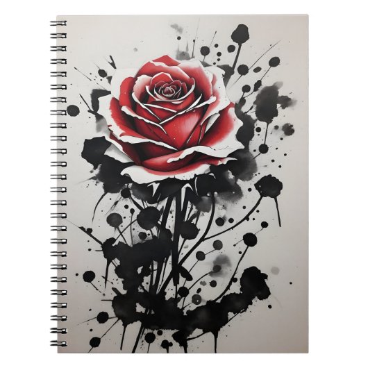 Rode Roos - Waterverf bloemen Notitieboek (Voorkant)