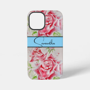 Rode Roos Waterverf bloemig Bloem Telefoon iPhone 12 Mini Hoesje