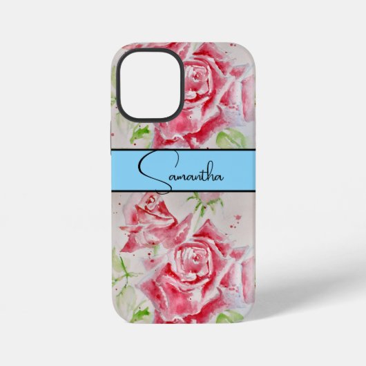Rode Roos Waterverf bloemig Bloem Telefoon iPhone Hoesje (Achterkant)