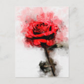Rode Roos Waterverf Kunst op Witte Achtergrond Briefkaart (Voorkant)