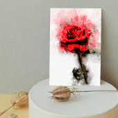 Rode Roos Waterverf Kunst op Witte Achtergrond Briefkaart