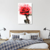 Rode Roos Waterverf Kunst op Witte Achtergrond Canvas Afdruk (Insitu (Slaapkamer))