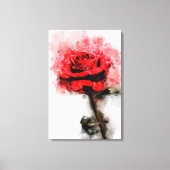 Rode Roos Waterverf Kunst op Witte Achtergrond Canvas Afdruk (Voorkant)