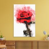 Rode Roos Waterverf Kunst op Witte Achtergrond Canvas Afdruk (Insitu (Woonkamer))