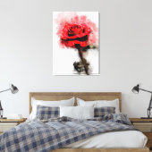 Rode Roos Waterverf Kunst op Witte Achtergrond Canvas Afdruk (Insitu (Slaapkamer))