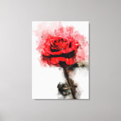Rode Roos Waterverf Kunst op Witte Achtergrond Canvas Afdruk (Voorkant)