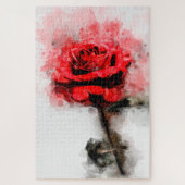 Rode Roos Waterverf Kunst op Witte Achtergrond Legpuzzel (Verticaal)