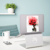 Rode Roos Waterverf Kunst op Witte Achtergrond Sticker (Laptop op bureau)