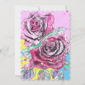 Rode Roos Waterverf Rozen Roze Huwelijksuitnodigin Kaart (Achterkant)