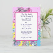 Rode Roos Waterverf Rozen Roze Huwelijksuitnodigin Kaart (Staand voorkant)