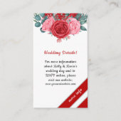 Rode Roos Waterverf Trouwdetails Informatiekaartje (Voorkant)