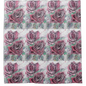 Rode Roos Waterverfschildering Douchegordijn (Voorkant)