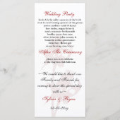 rode roos Wedding programma Programmakaart (Achterkant)