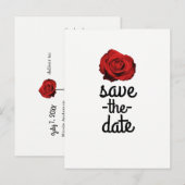 Rode Roos Wit (Elke Kleur) Glam Bewaar de Datum Aankondigingskaart (Voorkant / Achterkant)