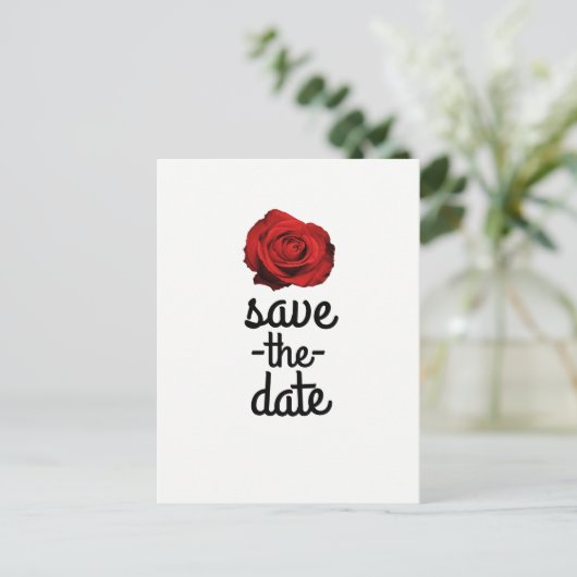 Rode Roos Wit (Elke Kleur) Glam Sla de Datum Op Aankondigingskaart (Staand voorkant)