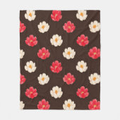 Rode Roos Witte Bloemen Fleece Deken (Voorkant)