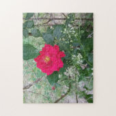 Rode roos witte bloemen legpuzzel (Verticaal)