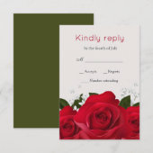 Rode roos, witte bloemen RSVP Kaartje (Voorkant / Achterkant)