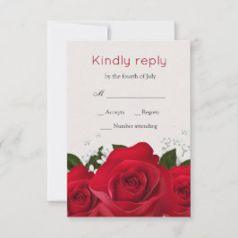 Rode roos, witte bloemen RSVP Kaartje