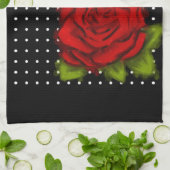 Rode roos, witte stippen theedoek (Gevouwen)