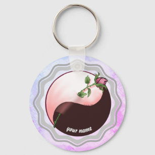 Rode Roos yin yang sleutelhanger
