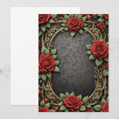Rode Roos Zwart Achtergrond Custom Bloemen Huwelij Kaart (Voorkant / Achterkant)