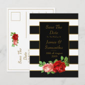 Rode Roos, Zwart, Wit & Gouden Streep - Aankondigingskaart (Voorkant / Achterkant)