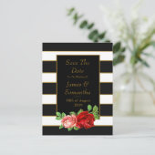 Rode Roos, Zwart, Wit & Gouden Streep - Aankondigingskaart (Staand voorkant)