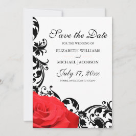 Rode Roos Zwarte Bloeiende Huwelijk Save The Date