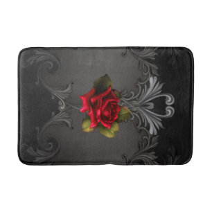 Rode Roos & Zwarte Gotische Elegantie Badmat