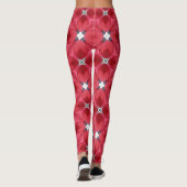 Rode Roosblaadjes Diamant Patroon Leggings (Achterkant)