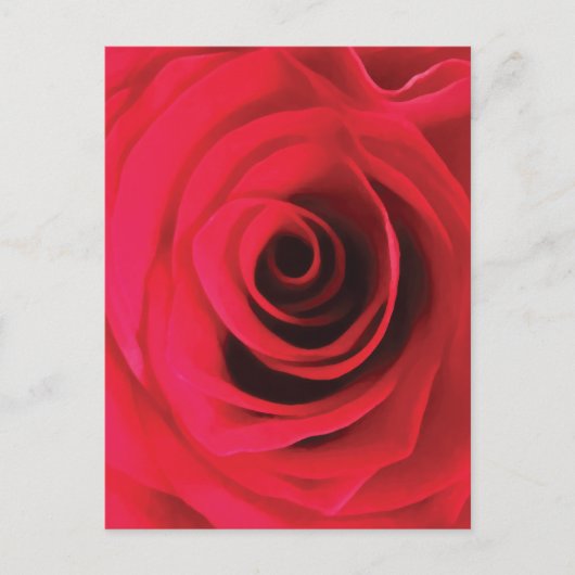 Rode roosknop abstracte bloemige werveling briefkaart (Voorkant)