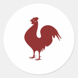 Rode Rooster aangepast van een Antiek illustratie Ronde Sticker