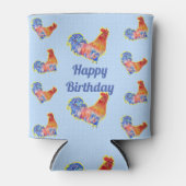 Rode Rooster Kippen Mannen Happy Birthday Blikjeskoeler (Voorkant)