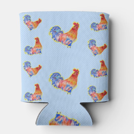 Rode Rooster Kippen Mannen naam Blikjeskoeler (Achterkant)