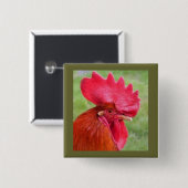 Rode Rooster Land Living Button (Voorkant /achterkant)
