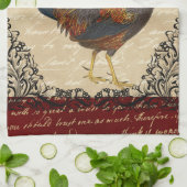 Rode Rooster  Theedoek (Gevouwen)