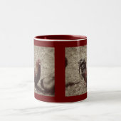 rode rooster tweekleurige koffiemok (Center)