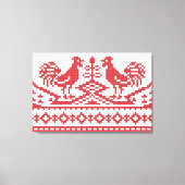 Rode Roosters kruisen het Russische Patroon Canvas Afdruk (Voorkant)