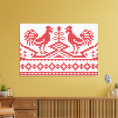 Rode Roosters kruisen het Russische Patroon Canvas Afdruk (Insitu (Woonkamer))